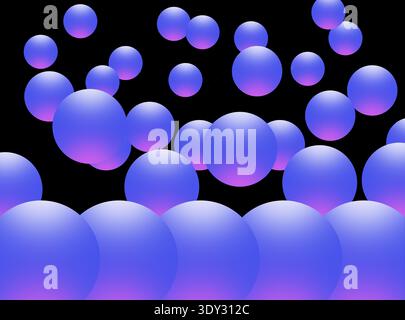 Round blue balls floating to space. Stock Photo