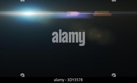 Colorful lens flare and light leaks on dark background with bokeh effect. Stock Photo