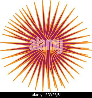 This image features a captivating radial pattern with lines extending from a central point, creating a starburst effect. The colors transition smoothl Stock Vector