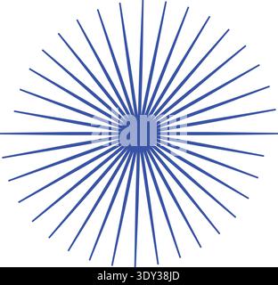 This image showcases a captivating geometric design composed of numerous blue lines that radiate outward from the center, creating a visually striking Stock Vector