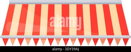 Stripe sunshade. Classic red white market canopy isolated on white background Stock Vector