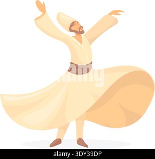 Turkish dancing man in traditional outfit color icon isolated on white background Stock Vector