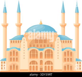 Hagia Sophia. Famous muslim temple color icon isolated on white background Stock Vector