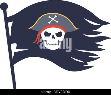 Jolly roger cartoon icon. Old pirate emblem isolated on white background Stock Vector