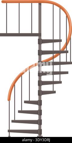 Spiral staircase cartoon icon. House wooden construction isolated on white background Stock Vector