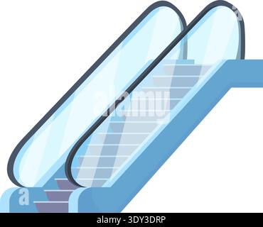 Escalator cartoon icon. Moving stairs building element isolated on white background Stock Vector
