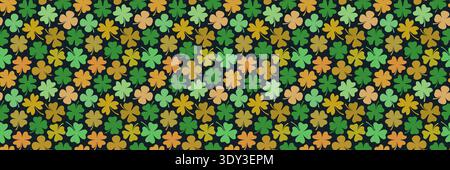 Simple vector four leaf clover seamless pattern, Cute floral background for Saint Patrick's Day Stock Vector