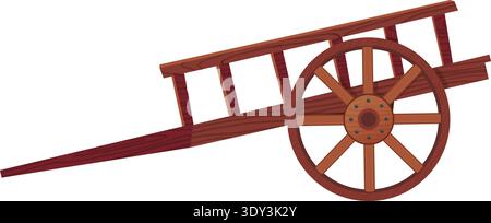 Retro rural cart icon. Cartoon wooden wagon isolated on white background Stock Vector
