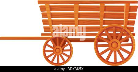 Ranch cart. Vintage farm transport cartoon icon isolated on white background Stock Vector