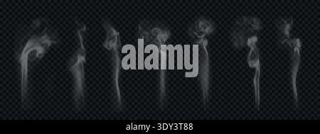 Realistic vertical smoke isolated on transparent background Stock Vector