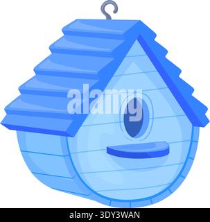 Blue birdhouse cartoon icon. Animal feeder construction isolated on white background Stock Vector