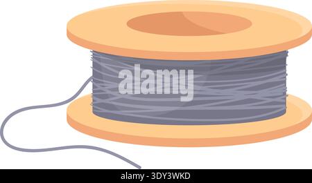Thread spool cartoon icon. Wooden needlecraft tool isolated on white background Stock Vector