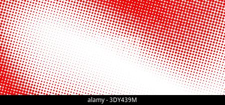 Red color halftone grain texture. Faded dotted gradient pattern background. Grunge pixelated cartoon overlay backdrop. Raster comic pop art gradation wallpaper. Anime or manga wavy noise cover. Vector Stock Vector