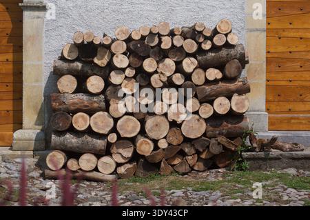 A winter wood pile in southern France Stock Photo