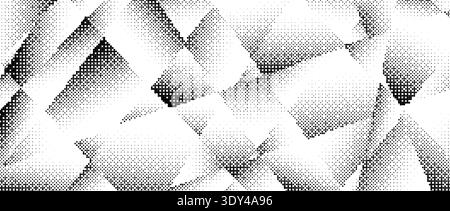 Halftone gradient polygon texture. Rough pixel triangle pattern background. Grunge dotted triangular surface overlay. Geometric gradated polygonal wallpaper overlay. Vector dot mosaic style cover Stock Vector
