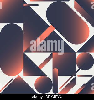 Abstract geometric copper and dark gray gradients modern triangles and circles with soft neon glow on white background, professional corporate design Stock Vector