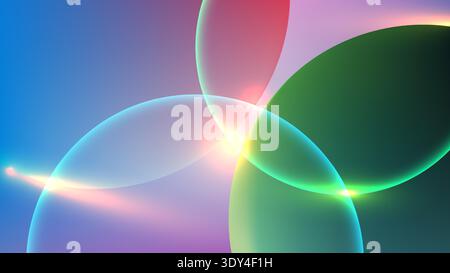 vibrant abstract background with glowing translucent spheres and neon color gradients featuring soft light flares for futuristic digital wallpaper des Stock Vector