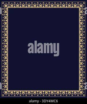 Decorative frame Elegant vector element for design in Eastern style, place for text. Floral golden border. Lace illustration for invitations and greeting cards. Stock Vector