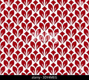 Flower geometric pattern. Seamless vector background. White and red ornament. Ornament for fabric, wallpaper, packaging, Decorative print Stock Vector