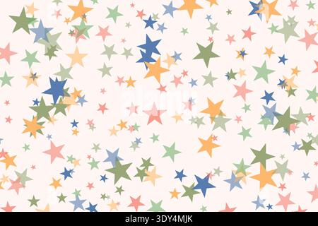Bright Color stars confetti background. Splash effect banner. Vector abstract illustration with blurred drops of rain for wallpaper, wrapping paper Stock Vector