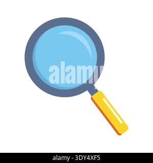 Magnifying glass icon vector illustration Zoom tool with a yellow handle isolated on a white background Stock Vector
