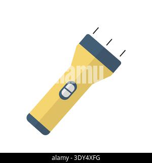 Flashlight illustration of a yellow flashlight great for designs or clip art The flashlight is on a white background and it looks bright Stock Vector