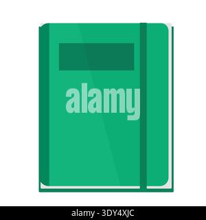 Green book is isolated on a white background Flat vector illustration of a notebook for planning or writing diaries notebooks or business ideas Stock Vector