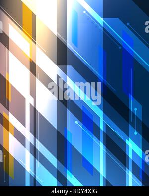 abstract blue and gold geometric background with dynamic light effects to enhance futuristic technology projects and corporate web designs Stock Vector