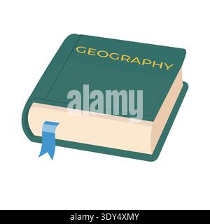 Geography book with a bookmark illustration isolated on white background Education and learning concept with book for knowledge Stock Vector