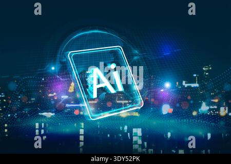 Smart city innovative technology with AI global network connection Stock Photo