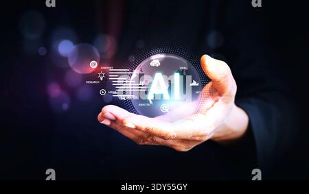 Predictive analytics, Customer service AI-powered chatbot, analyze customer data, business and technology Stock Photo