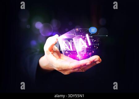 Predictive analytics, Customer service AI-powered chatbot, analyze customer data, business and technology Stock Photo