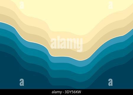 Abstract Coastal Layers with Sand Beach and Blue Ocean Waves Background Stock Vector