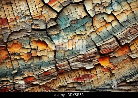 Old cracked painted wood Stock Photo
