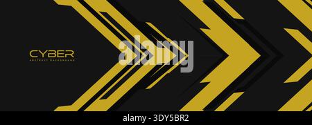 Yellow arrows on black, angular stripes creating forward motion and layered contrast, corporate cyber aesthetic for finance and security use. Stock Vector