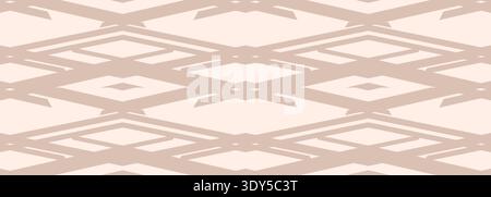 Gentle seamless pattern. Crafted warm ambiance through delicate lattice pattern in beige. Harmonious minimalist interior element featuring smooth Stock Vector