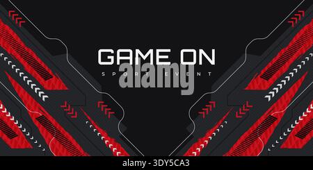 Modern and Futuristic Geometric Background with Red Grunge Brush Strokes, Arrows and White Lines. Gaming Sport Banner or Poster Design Stock Vector
