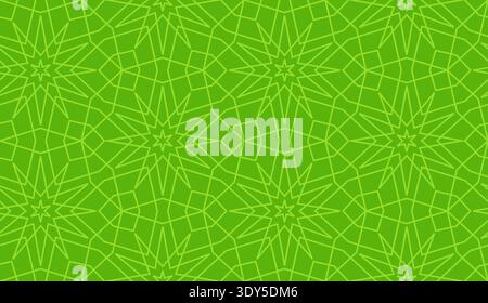 Green islamic geometric seamless pattern, background in duotone pistachio color Stock Vector