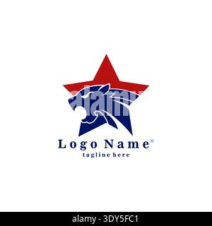 Panther Head with combined in shield and star badge Vector illustration design Stock Vector