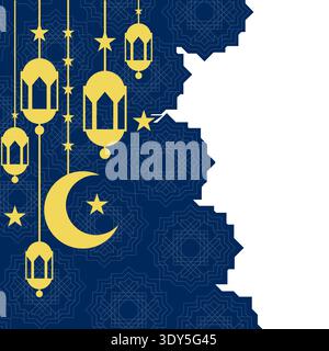 Ramadan with Islamic Frame Lantern Texture Ornament Decoration Vector Stock Vector