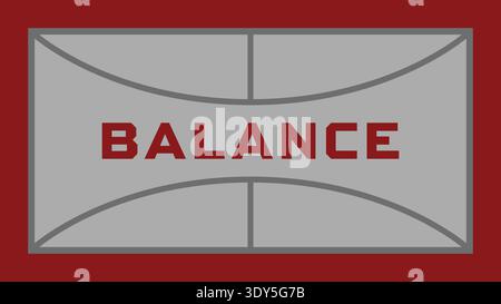 Framed panel with balance text centered inside a curved rectangle border in muted tones Stock Vector