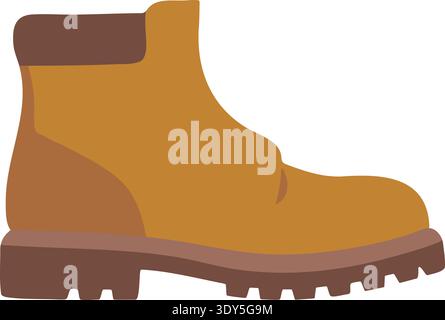 Flat illustration of a brown work boot with thick sole and rugged shape Stock Vector
