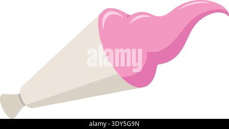Flat illustration of a pink soft serve ice cream cone with a swirl top Stock Vector