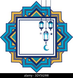 Ramadan lantern with Islamic ornament, empty space, lantern, Ramadan, vector background template elements. Stock Vector