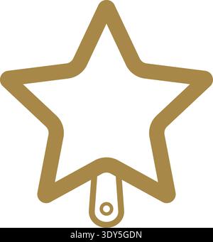 Outline illustration of a star shaped wand with a short handle in golden brown Stock Vector