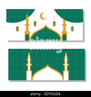 ramadan kareem banner template Suitable for design element of Ramadan Kareem greeting template with green background Stock Vector