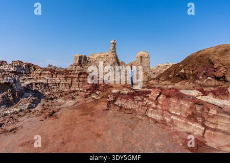 Water eroded salt canyon in Danakil depression, Ethiopia Stock Photo