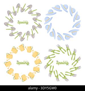 Spring Wreath Set Tools Accessories Stock Vector