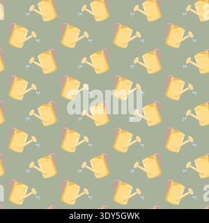 Watering Can Pattern Spring Gardening Design Stock Vector