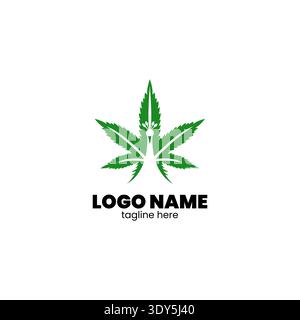 cannabis or marijuana and peacock icon logo for medical or pharmacy industry. Marijuana logo vector. Stock Vector